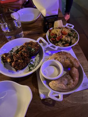 Filled portobello, vegetable paella and empanadas  at The Port House in Dublin