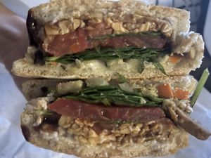 Tempeh sandwich 🤍🌱  at Community Garden Market in Shepherdstown