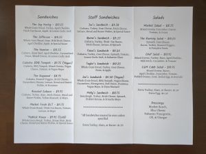 Printed menu, June 2025 at Community Garden Market in Shepherdstown