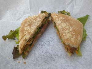 Ciabatta BBQ Tempeh at Community Garden Market in Shepherdstown