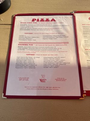 Pizza menu   at Ollie's Pizza in High Falls