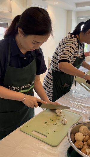 Me preparing ingredients   at Little Green Kitchen in East Singapore