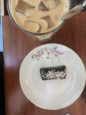 Iced oat latte + bounty treat.  at Epi Bageri and Cafe in Gavle