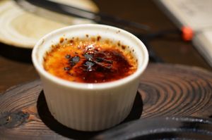 Vegan crème brulee at Iki Laboratory in Sapporo