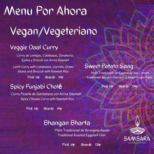 Our menu for now at Samsara - PXM in Brisas De Zicatela