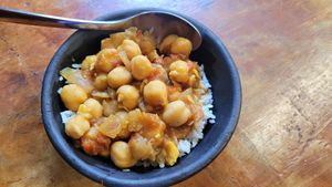Spicy Punjabi Cholé with Basmati Rice at Samsara - PXM in Brisas De Zicatela