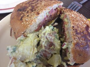 cemita with potato salad at Dough Bakery in Atlanta