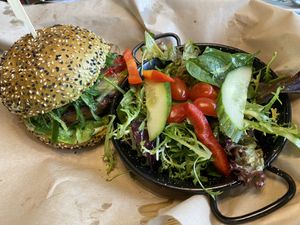 Seaweed burger. Delish.   at AMS - Tastes From The Lowlands in Schiphol