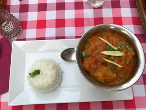 vegan curry with different types of vegetables at Buddha Lounge in Gdansk