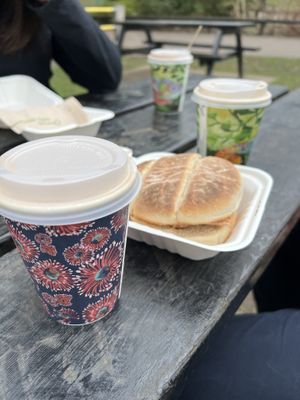 Coffee and vegan sausage sandwich  at Little Ai's Kitchen - Droitwich Spa Lido Café in Droitwich