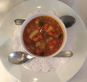 Minestrone soup at Tigelleria Organic Restaurant in Campbell