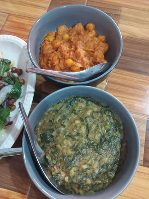 Chickpea masala and spinach dal at Cherry Burmese in Chiang Mai