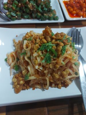 Yellow noodle salad at Cherry Burmese in Chiang Mai