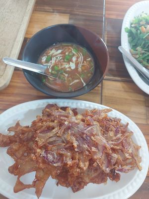 Onion tempura at Cherry Burmese in Chiang Mai