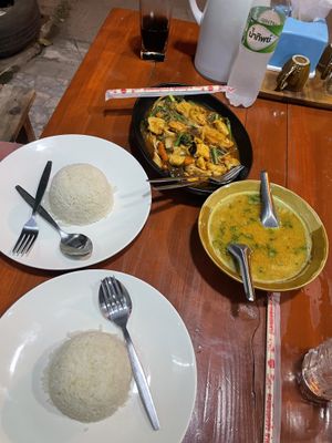 Green Yellow Curry with Rice   at Cherry Burmese in Chiang Mai