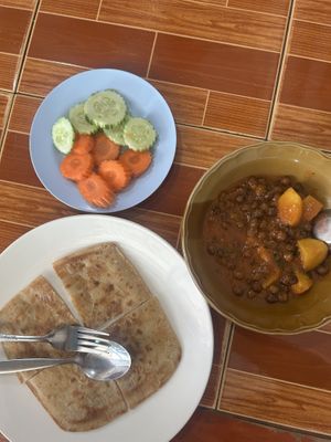 black chickpea potato masala and roti  at Cherry Burmese in Chiang Mai