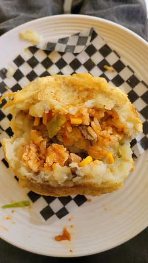 stuffed fried potato balls 😍 at La Oveja Arisca in Manizales