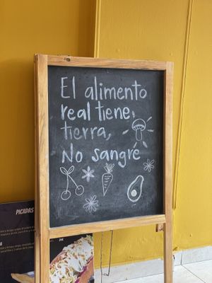 Real food has earth (soil), not blood   at La Oveja Arisca in Manizales