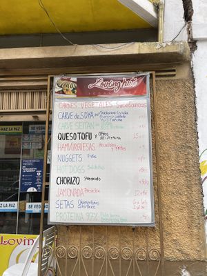 Sign out front at Loving Hut - Titikaka in Puno