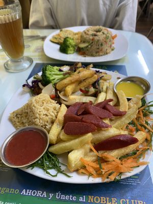 Salchipapa & Lomo Saltado  at Loving Hut - Titikaka in Puno