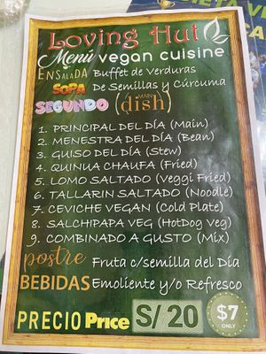 Menu  at Loving Hut - Titikaka in Puno