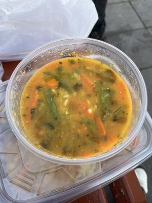 Soup from menu of the day  at Loving Hut - Titikaka in Puno