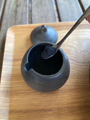 Charcoal for flavoring that is brought with your food. Totally vegan.  at Seed Cafe シードカフェ in Fujinomiya