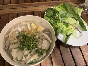 Pho with herbs   at Muro Organic Vegan Restaurant in Nha Trang