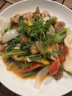 Mock meat and veg   at Muro Organic Vegan Restaurant in Nha Trang