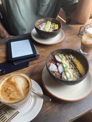 Peanut and cacao smoothie bowls   at Cafe Osa Goa in Morjim