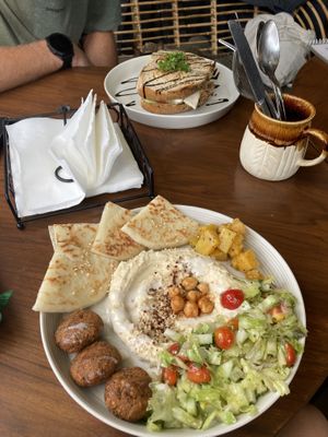 Falafel bowl and smoked tofu sandwich   at Cafe Osa Goa in Morjim