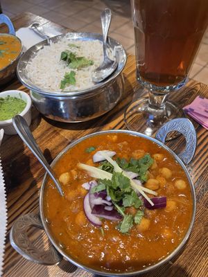 Chana masala (comes with rice)  at Taste of India in Pacific Grove