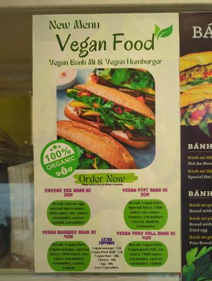 Vegan menu at Bánh mì cô Chun  in Hanoi