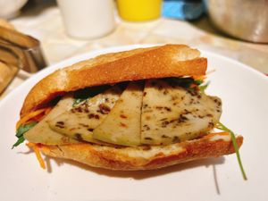Vegan Pork Roll Banh Mi  at Bánh mì cô Chun  in Hanoi