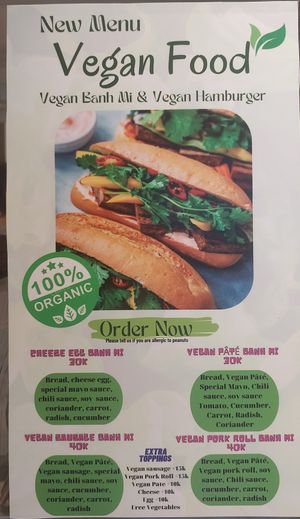 "Vegan Menu" at Bánh mì cô Chun  in Hanoi