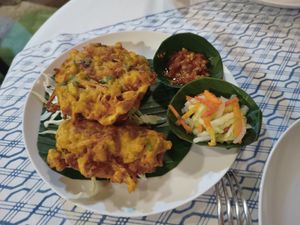 Vegetable fritters at KESUMA in Yogyakarta