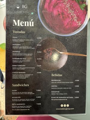Menu  at Bakery Giusy in Gran Canaria