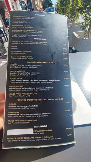 Menu at Bakery Giusy in Gran Canaria