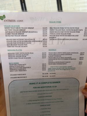 Back of menu  at Garden Wok in Tarzana