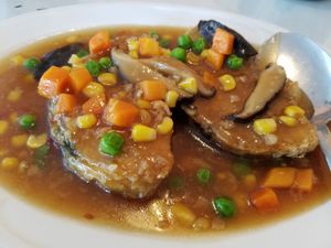 Mildly spicy vegan fish at Garden Wok in Tarzana