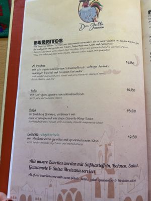 Excerpt from the menu   at Don Gallo - Comida Mexicana in Rothenburg Ob Der Tauber