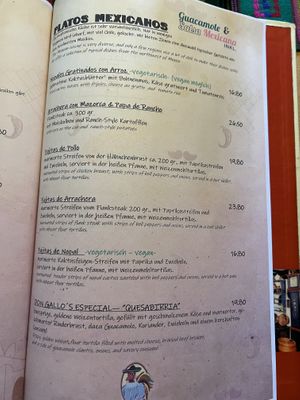Excerpt from the menu   at Don Gallo - Comida Mexicana in Rothenburg Ob Der Tauber