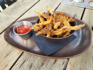 Fried mushrooms at Columbus Brewing Company Beer Hall in Columbus