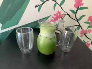 Fresh pineapple and Chaya juice   at Green Bag Coffee in Merida