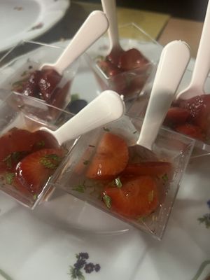 Strawberries aspic  at La Sidreria in Milan