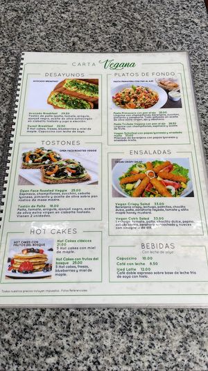 Carta vegana  at La Mora in Lima