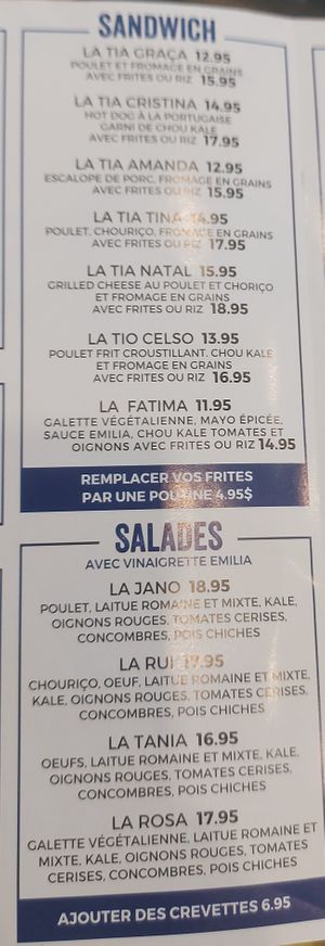 Le menu n'est pas complet sur la photo et n'hésitez pas à demander du sur mesure, ils le feront avec plaisir. at Cantine Emilia in Montreal