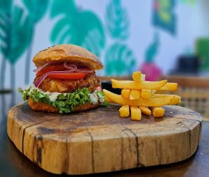 Crab-less Burger  at Umi Vegan  in Playa Del Carmen