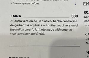 “Farinata”  at EZE - Pizza Zën in Buenos Aires