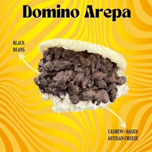 The mix between these savory black beans and the signature artisan cashew based cheese make this arepa a popular choice among adults and kids at Pacha Roots in Miami